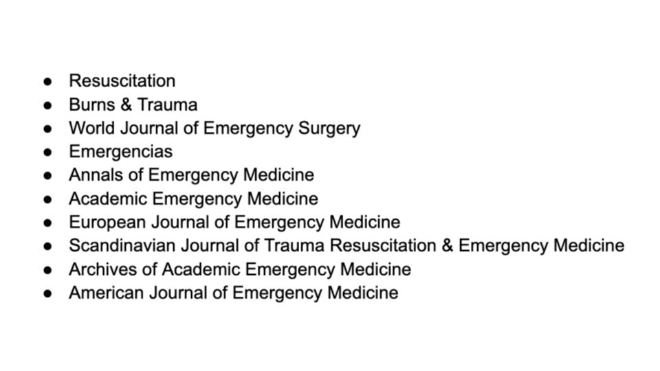 Top 10 emergency medicine journals by impact factor and open access status